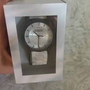 Coach watch- white, in box, never opened.